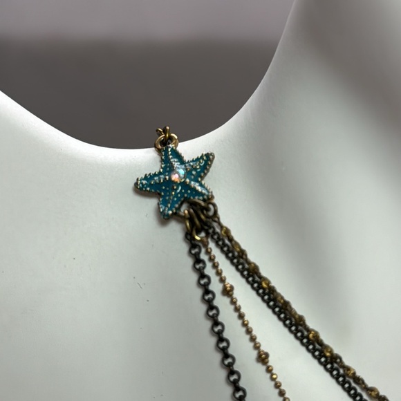 VTG RARE Betsey Johnson Nautical Fish Heart Crab Necklace - Picture 4 of 6